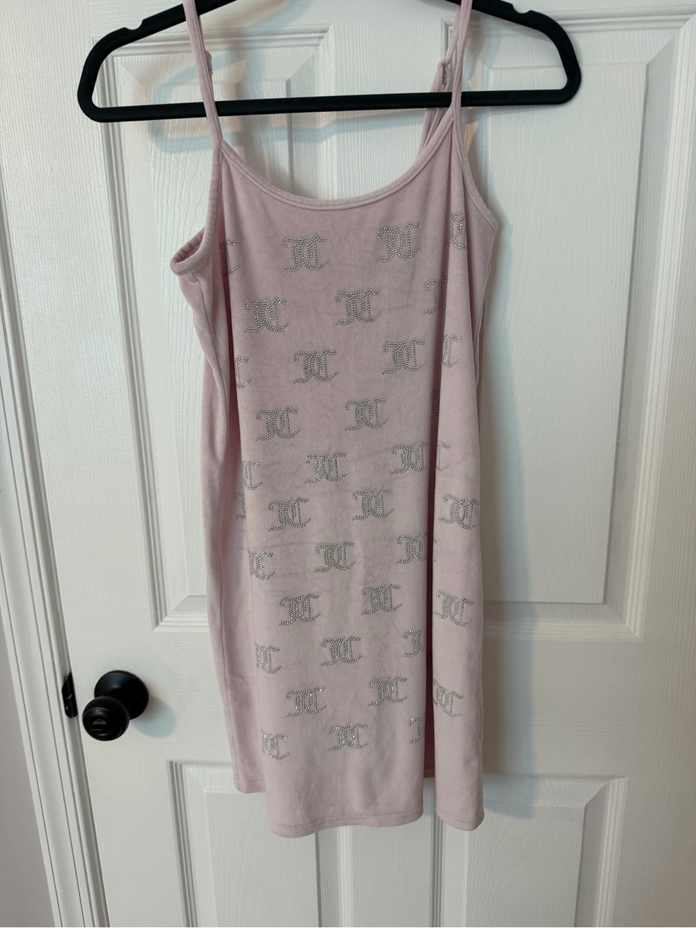 Juicy Couture Light Pink Rhinestone Logo Mini Slip Dress